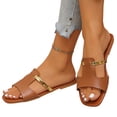 thumbnail image 2 of Domuza Women's Casual Versatile Flat 2026 Spring Summer Trendy Textured Comfortable Beach Sandals Brown 6.5（EU-37）, 2 of 4