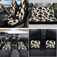 thumbnail image 2 of Yuyamidu Brown Cow Print Car Seat Covers Set of 15 Cute Auto Carpet Mats Steering Wheel Cover Seatbelt Cushion Pad Car Gear Shift Knob Cover Set Cup Mat, 2 of 6