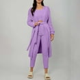 thumbnail image 5 of YUGYXL Women's Fuzzy 3 Piece Pjs Set Loungewear Open Front Cardigan and Crop Tank Tops with Pants Soft Lounge Sets Purple XXL, 5 of 8