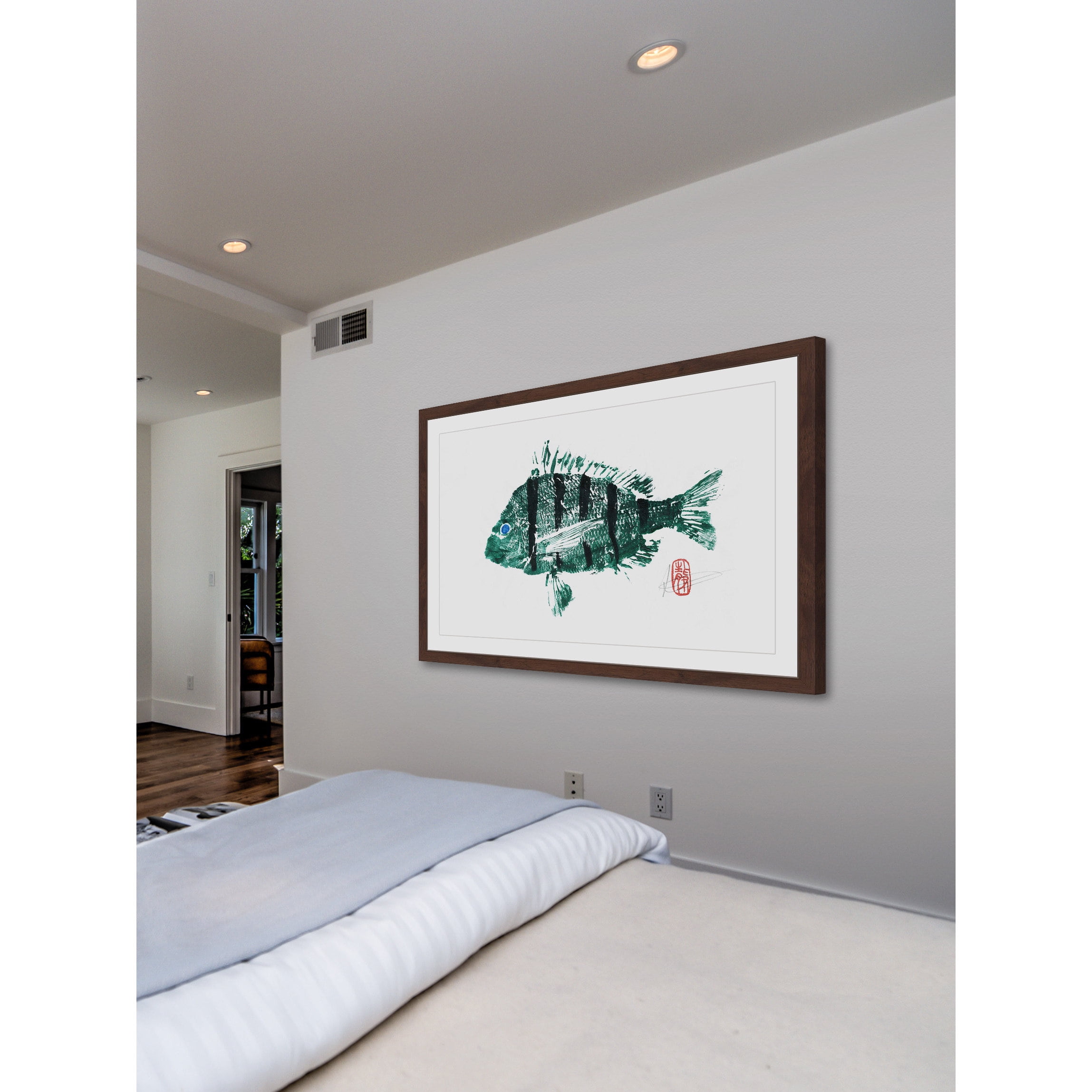 "Sheepshead in Green" Framed Painting Print