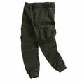 thumbnail image 2 of Hinvhai Men's Cargo Pants with Muti Pockets Cotton Hiking Sweatpants Loose Fit Casual Elastic Waist Athletic Jogger Sports Outdoor Trousers Army Green, 2 of 6