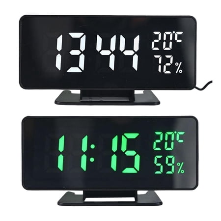 2 pieces LED Digital Clock Electric Clocks Brightness Temperature Home ...