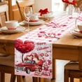 thumbnail image 5 of Pink Valentine's Day Table Runner 108 Inches Long Farmhouse Dress Scarves, Love Heart Gnomes Truck Roses Plaid Dining Tablerunner for Coffee Table/Kitchen Island/Party Décor, 13" x 108", 5 of 8