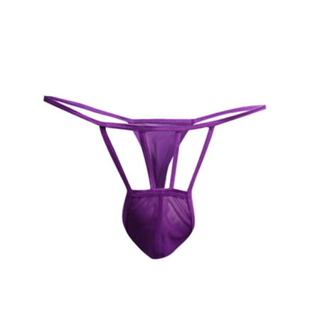 

Yubnlvae mens underwear Men s Fine Mesh Transparent T-shaped Lingerie Underwear Purple