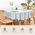 thumbnail image 4 of Lattice Oval Tablecloth 60 x 84 Inch Rustic Farmhouse Grey Checkered Table Cloth Cotton Linen Heavy Duty Fabric Embroidery Table Cover for Kitchen Dining Tabletop Decoration, 4 of 6