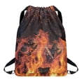 thumbnail image 1 of Xoenoiee Fire Print Drawstring Backpack for Men & Women, Lightweight Large Capacity Gym Sack Daypack String Cinch Bag with Zipper Pocket for Shopping Travel Sport Yoga, 1 of 8