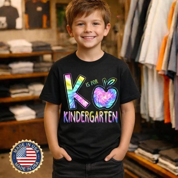 K is for Kindergarten Teacher Tie Dye Back to School Kinder, AURORAVALLEY T-Shirt