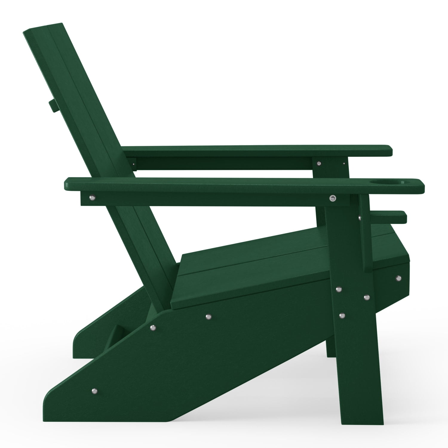 WestinTrends Riviera Outdoor HDPE Modern Adirondack Chair with Cup Holder, Dark Green