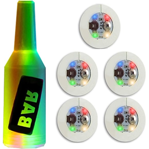 LED coaster 5pcs LED Bar Coasters LED Bottle Lights Cup Holder Lights for Wine Liquor Bottles Bottle Sparkler Champagne Party Bar