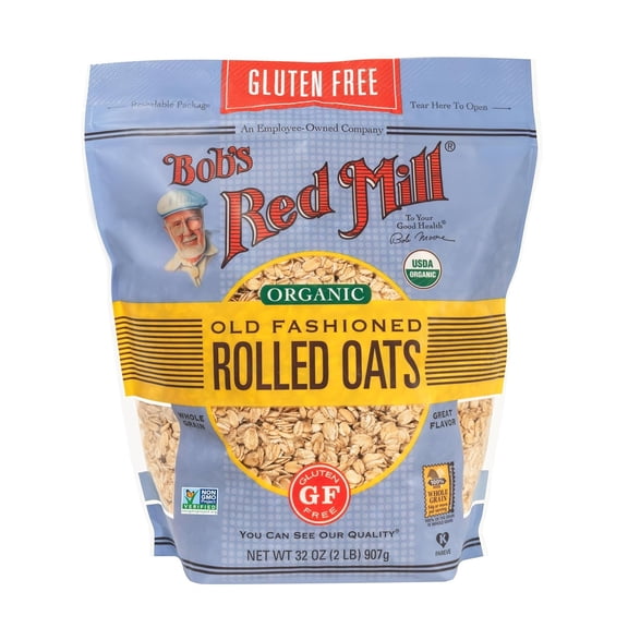 Bob's Red Mill Gluten Free Organic Old Fashioned Rolled Oats, 32oz - Non GMO, Whole Grain, Vegan, Kosher ( PACK OF 2 )