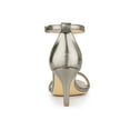 thumbnail image 3 of BLISSFUL STEP Women's Solid Color Open Toe Rhines Ankle Strap Stiletto Sandals Gunmetal 7, 3 of 9