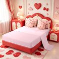 thumbnail image 3 of Manfei Pink Bowknot Lines 7-Piece Twin Bedding,Cute Bow Bedding Comforter Set,Pink Reversible, 3 of 7
