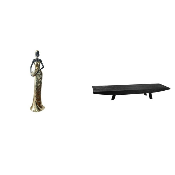 Figura africana, figura de escritorio, estatua de dama tribal, bandeja para servir, almacenamiento de frutas, centro de mesa, resina, material de made