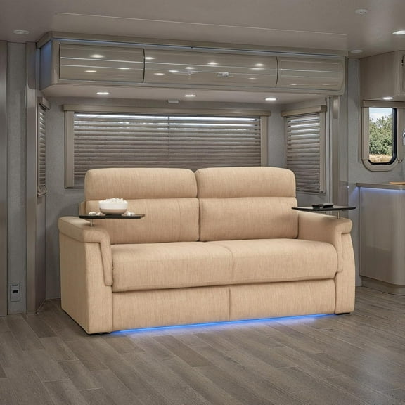 Qualitex Dakota Tri-Fold RV Sleeper Sofa, 68" Wide, Fabric, Dallas Biscotti