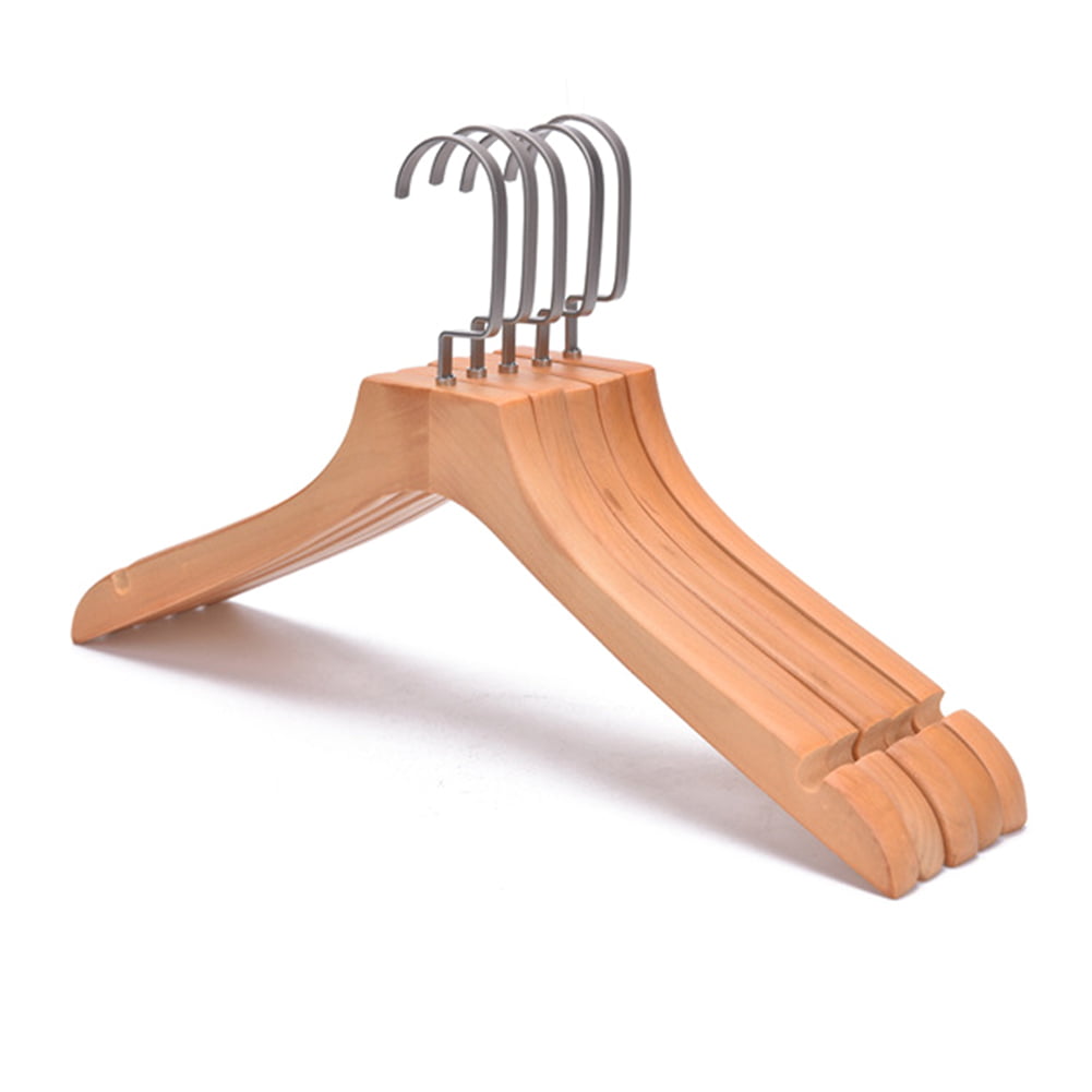 High 20 x Wooden Hotel Hanger with Non Slip Trouser Bar and Security Chrome Hook Commercial Quality with Natural Wood Finish 