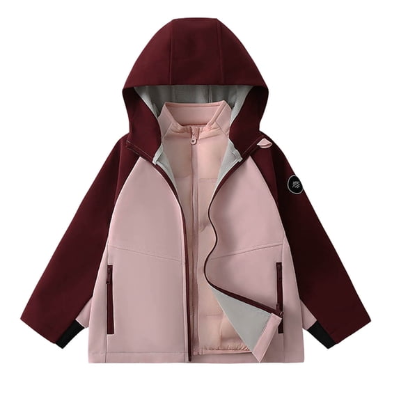JSGEK Children's Hooded Fleece Jacket Waterproof Windproof Long Sleeve Soft Comfortable Blouse Casual Outdoor Sports Cardigan for Kids Fall Winter Season Pink 15-16Years