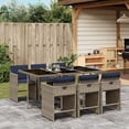 thumbnail image 1 of vidaXL 7 Piece Garden Dining Set with Cushions Grey Poly Rattan, 1 of 5