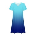 thumbnail image 5 of Women Summer Dress Ruffle Petal V-Neck Sundress Short Sleeve Casual Dress Blue XXL, 5 of 5