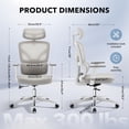 thumbnail image 3 of QinaQin Silla ergonómica de oficina de malla con respaldo alto, soporte lumbar ajustable, descansabrazos 3D, cabecera y reclinación para trabajo cómodo, 3 of 8