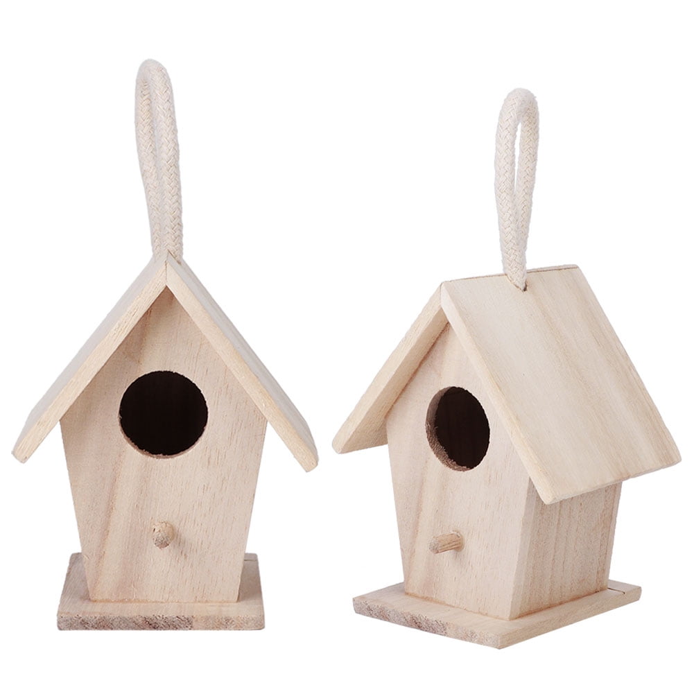 FTVOGUE Hanging Birdhouse, 2Pcs Wooden Bird Cage, Bird Nesting Box House Resting Place For Birds Parrots Macaw Parakeet, Outdoor Garden Patio Decorative Accessories/Home Decoration