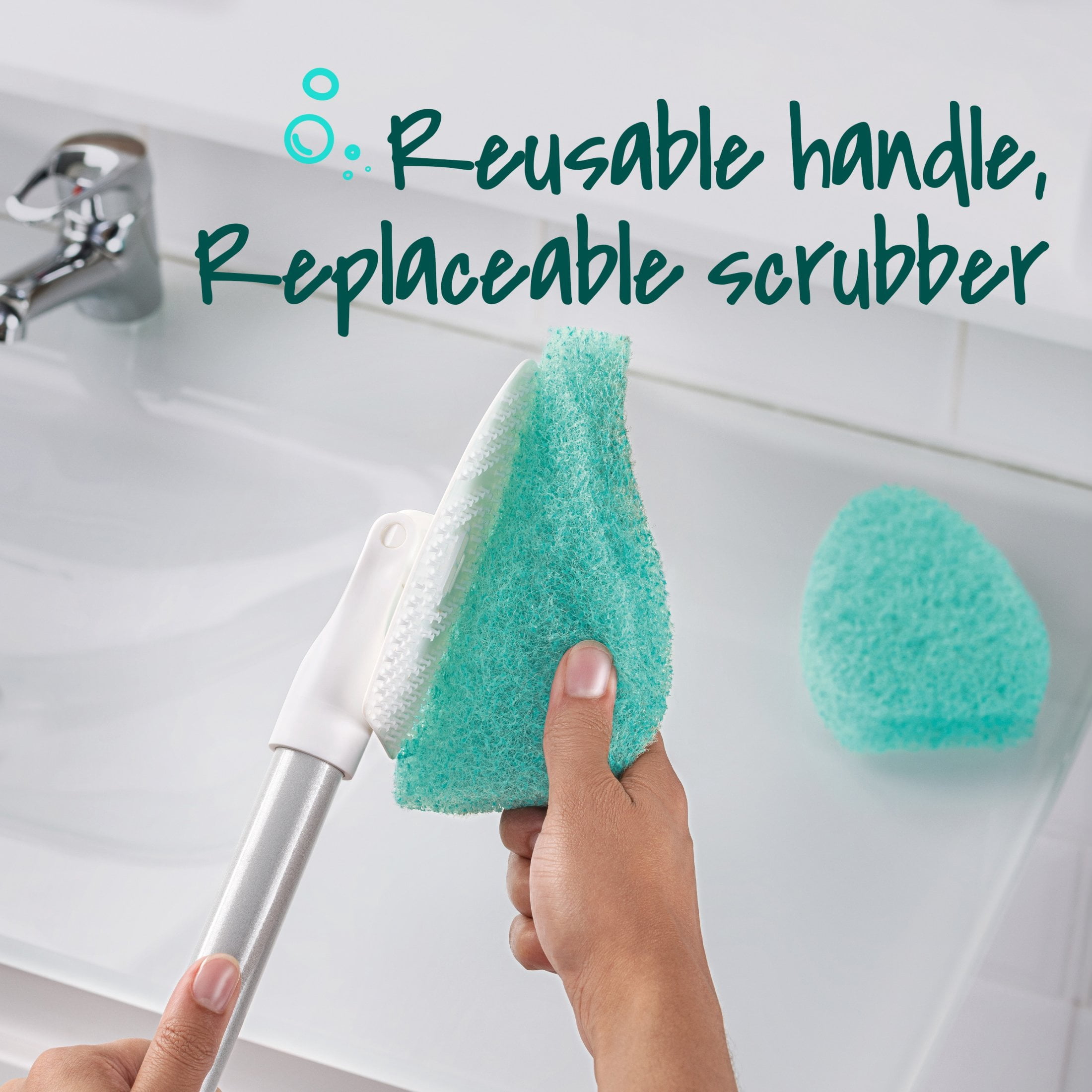 (3 pack) Scotch-Brite Extendable Tub & Tile Scrubber Kit, 1 Handle and 3 Non-Scratch Scrubber Pads