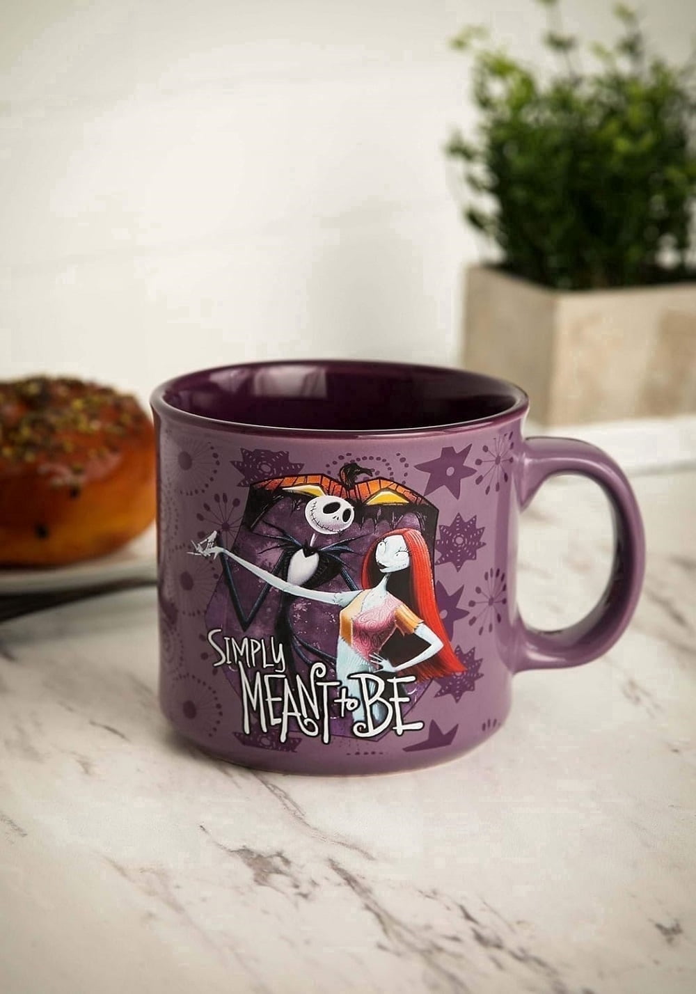 Silver Buffalo Disney "Nightmare Before Christmas" Simply Meant to Be Jack and Sally Ceramic Camper Mug, 20 Ounces