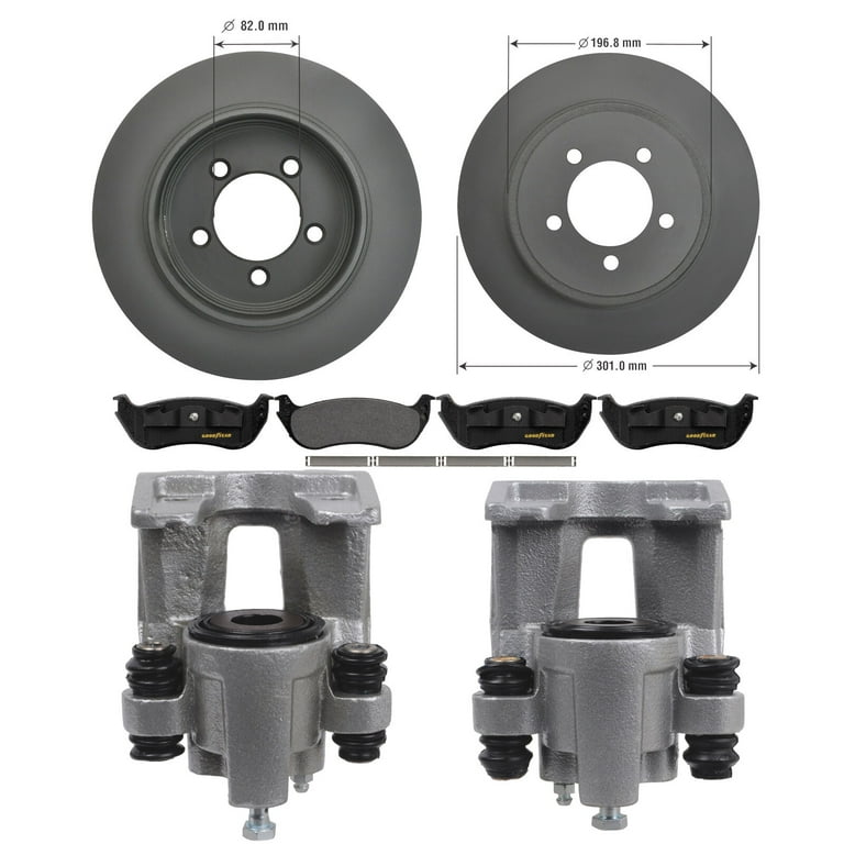Rear Brake Calipers Rotors Ceramic Pads for Ford Explorer Mercury