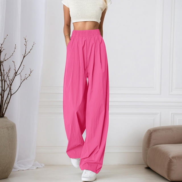 WILLBEST Pantalones Casuales para Mujer, Cómodos, de Cintura Alta, Holgados, de Pierna Ancha, para Uso Diario, Primavera, Verano y Otoño - Moda Versátil Extra Grande