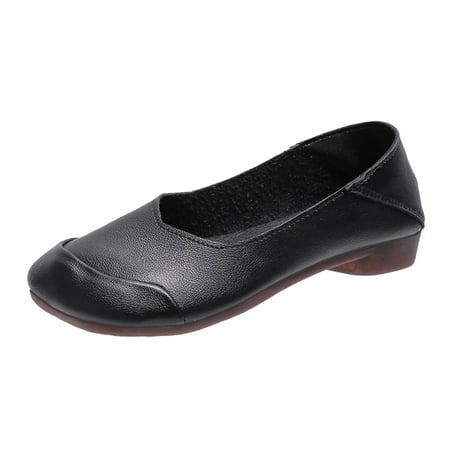 

Vedolay Women Slingback Sandals Ladies Fashion Retro Solid Color Leather Shallow Mouth Flat Square Head Casual Single Shoes(Black 6.5)