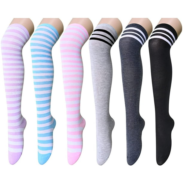 HHHC Striped Knee High Socks, Long Over the Knee Striped Stockings for  Women Teen Girls Youth