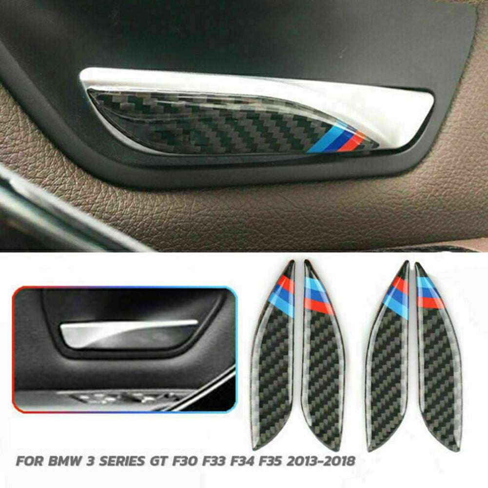Carbon Fiber Car Inner Door Bowl Handle Cover Trim Fit For Bmw F30 F34 Series 3