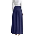 thumbnail image 3 of cocolona Womens High Waisted Pleated Maxi Skirts Fashion Casual Solid Color Flowy Long Skirts Plus Size Maxi Skirts for Women Dark Blue M, 3 of 3