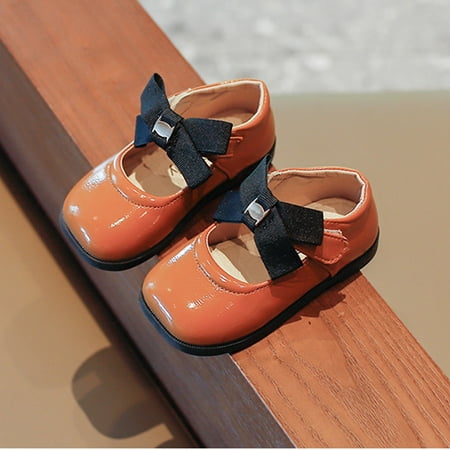 

HAXMNOU Fashion Four Seasons Children Casual Shoes Flat Bottom Lightweight Solid Color Bow Square Toe Comfortable A