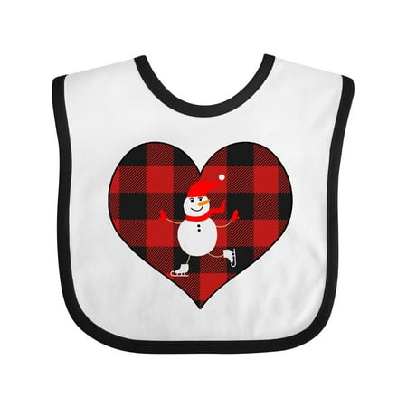 

Inktastic Christmas Snowman Buffalo Plaid Heart Gift Baby Boy or Baby Girl Bib