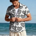 thumbnail image 6 of YueHuiYing Men's Valentine's Day Short-Sleeve Collared Shirt Black and White Heart Print Button-Down Colorful Printed Clothing, 6 of 9