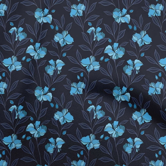 oneOone Polyester Spandex Blue Fabric Floral Retro Diy Clothing Quilting Fabric Print Fabric By Yard 56 Inch Wide