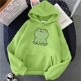 thumbnail image 3 of Lcziwo Kawaii Hoodies for Women Casual Winter Pullover Sweatshirts Long Sleeve Drawstring Frog Print Tops with Pockets Green,S, 3 of 3