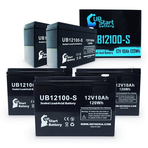 5x Pack - Compatible Kung Long WP10-12 Battery - Replacement UB12100-S Universal Sealed Lead Acid Battery (12V 10Ah, 10000mAh, F2 Terminal, AGM, SLA)