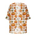 thumbnail image 4 of qolati Halloween Cardigan for Women 3/4 Sleeve Open Front Cardigans Jacket Holiday Fall Outwear Cute Ghost Pumpkin Graphic Cover Up Blouse Tops Orange L, 4 of 5
