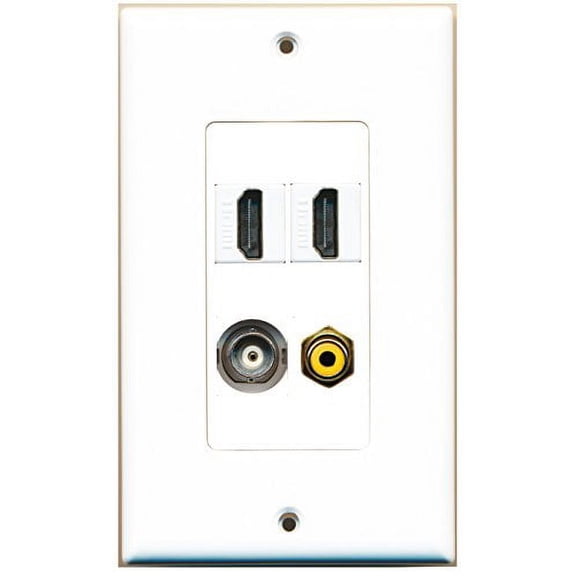RiteAV - 2 Port HDMI 1 Port RCA Yellow 1 Port BNC Wall Plate Decorative