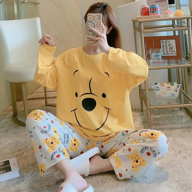 Disney Conjunto de pijama de Winnie the Pooh para mujer de 2 piezas ropa de dormir Kawaii para regalo de Navidad traje de Casa suelto de Nuisette 2 piezas Walmart en linea