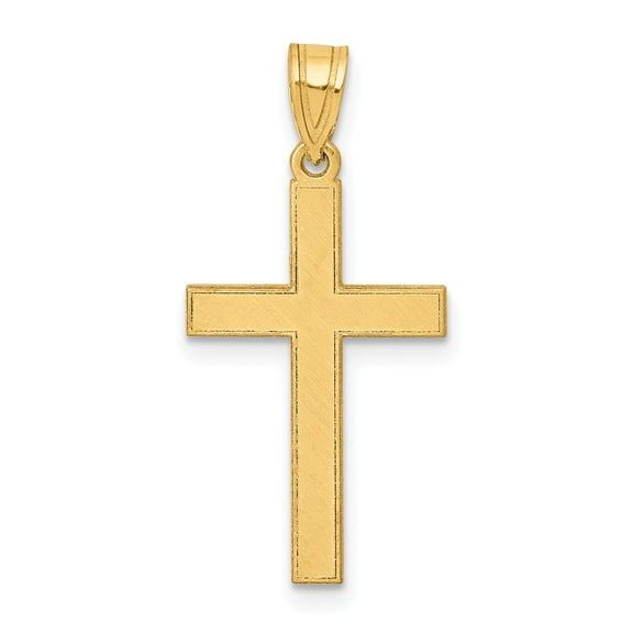 Real 14kt Yellow Gold Florentine Satin Cross Pendant; for Adults and Teens; for Women and Men