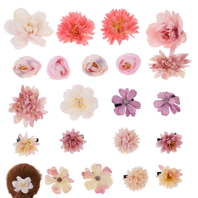 21 pinzas para el pelo con flores, pasadores, pinzas para el pelo, accesorios para el pelo con flores para mujer