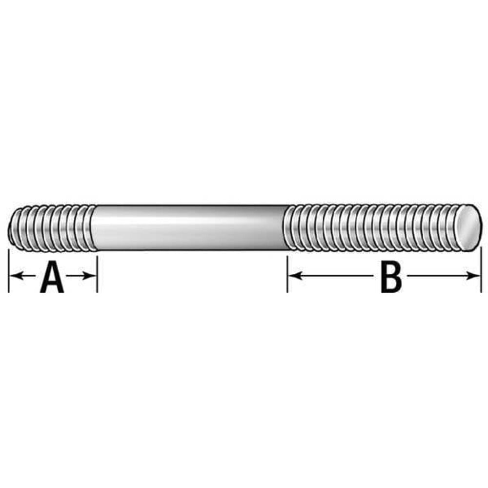 Double-End Threaded Rod, 5/8"-11 Thread to 5/8"-11 Thread, 14 in, Steel, Black Oxide, 2 PK
