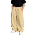 thumbnail image 2 of Angala Toddler Boys Sweatpants Athletic Pants Wide Leg With Pockets Fall Casual Boys Baggy Trousers Size 4-5 Years Beige, 2 of 5