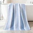 thumbnail image 5 of Menrkoo Corals Fleece Bath Towel Wide Stripe Designs Highly Absorbent With Reinforced Edges Suitable For Both Men And Women For Drying Off After Showering Or Washing Blue Free Size, 5 of 6