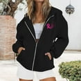 thumbnail image 2 of ZSQDM Women's Hoodies Sweatshirts Hoodie for Women Breast Cancer Awareness Hoodies for Women Ribbon Graphic Full Zip Up Sweatshirt Oversized Fleece Jackets Clothes Polyester (L), 2 of 7