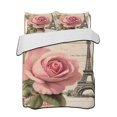 thumbnail image 2 of Pink Spring Floral Queen Size Down Alternative Comforter, Lightweight Comforter Quilt Bedding Set with Pillow Shams Vintage Rose Flower Retro All Seasons Bed Comforter Duvet Insert 90"x96", 2 of 7
