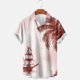 thumbnail image 2 of Camisetas de Lino para Hombres Vintage Bowling Manga Corta Cuello Cubano, Retro Playa Y Verano Hombre Manga Corta Botón Abajo Camisetas, 2 of 6