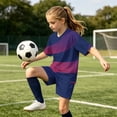 thumbnail image 5 of Avtoify Summer Girls Short Sleeve Round-Neck Shirts Dry Breathable Short Sleeve Top Pocket Shorts 2 Piece Unisex Soccer Outfit for Kids Aged 4-14 Daily, 5 of 10